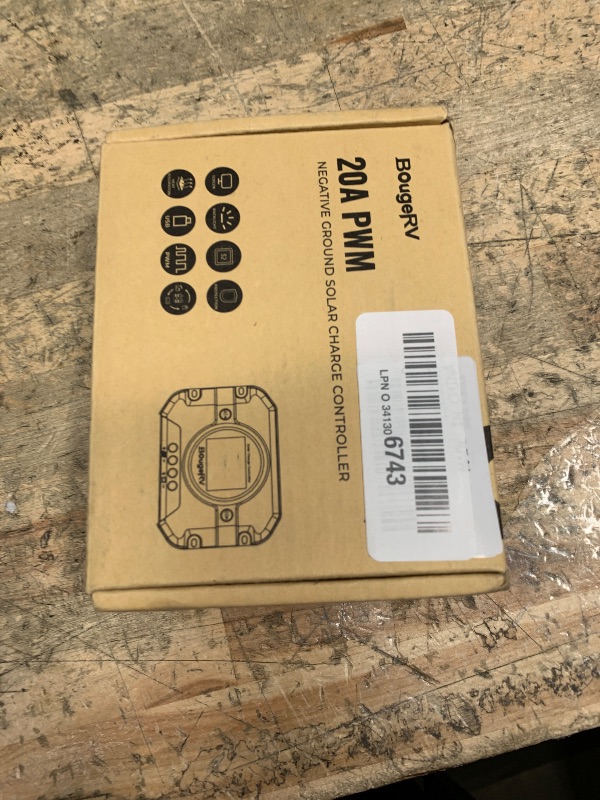 Photo 1 of ***SEE NOTES***
BougeRV Li 20A PWM Solar Charge Controller 12V 24V, Solar Panel Regulator w/Backlit Display, USB Port, Adjustable Parameter, for Lithium, AGM, SLD, Gel Battery, for RV, Off-Gird, Negative Ground
