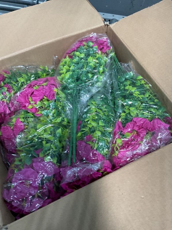 Photo 1 of 2 Pack Artificial Hanging Flowers for Outdoors, Artificial Hanging Plants with Baskets, UV Resistant Fake Hanging Flowers Spring Summer Decor, Fake Hanging Plants for Porch Patio Garden Decor