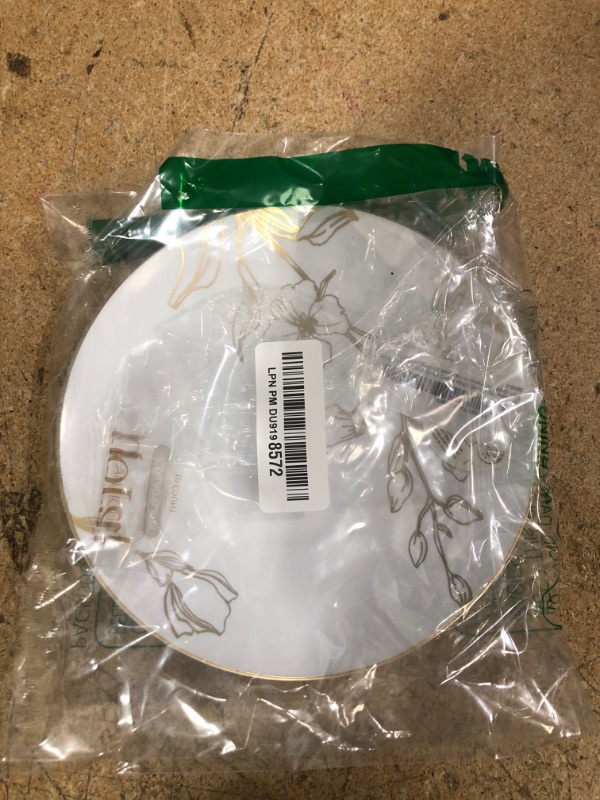 Photo 1 of [7'' Plates 10 Count] White Plastic Floral Design Party Plates With Gold Rim Premium heavyweight Elegant Disposable Tableware Dishes