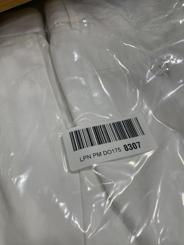 Photo 1 of Plaid&Plain Men's Dress Pants Slim Fit Stretch Khaki Pants Wrinkle Free 8802 White 33x32