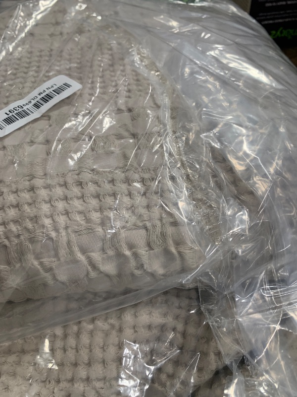 Photo 1 of PHF 100% Cotton Waffle Weave Blanket Queen Size, Soft Lightweight Breathable Cozy Summer Blankets for Bed, Luxury Aesthetic Woven Bedding for Home Decor, 90"x90", Oatmeal