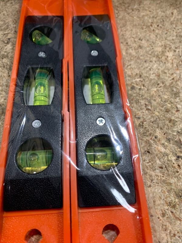 Photo 1 of 2 Pcs Magnetic 9 Inch Torpedo Level, Winnsty Magnetic Box Level with 45°/90°/180° Bubbles, Torpedo Level Pocket Level Measuring Tool- Orange