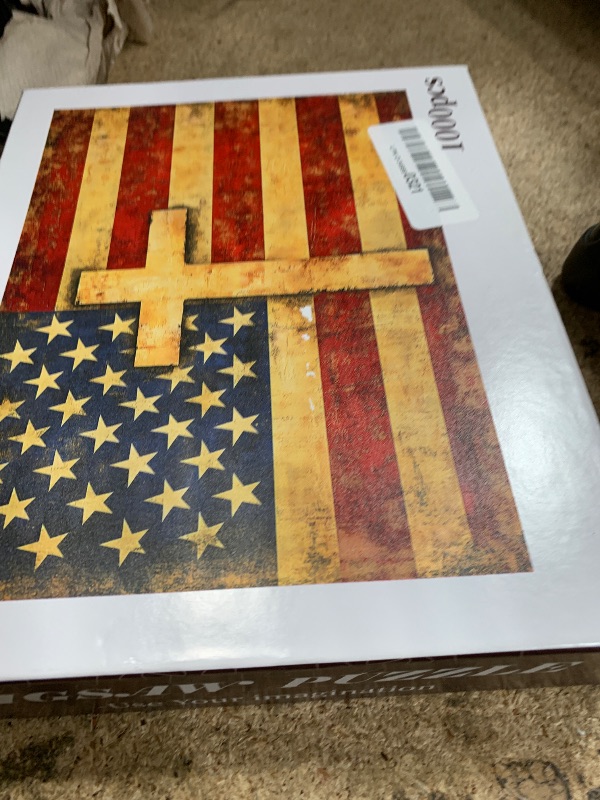 Photo 1 of ** missing parts ***
Vintage American Flag Jigsaw Puzzle 1000 Pieces Puzzles for Adults, Christian Cross United States Jigsaw Puzzles for Challenging Family Activity Games DIY Puzzle for Home Wall Decor Gifts