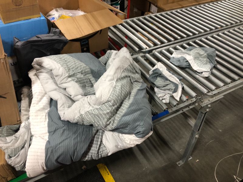Photo 1 of ***color looks like a little different*** Litanika Comforter King Size Bed Set Light Grey - 3 Pieces Lightweight Bedding Comforter Sets Gray White Colorblock Stripe Fluffy All Season Bed Set