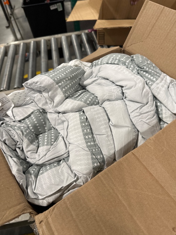 Photo 1 of ***color looks like a little different*** Litanika Comforter King Size Bed Set Light Grey - 3 Pieces Lightweight Bedding Comforter Sets Gray White Colorblock Stripe Fluffy All Season Bed Set