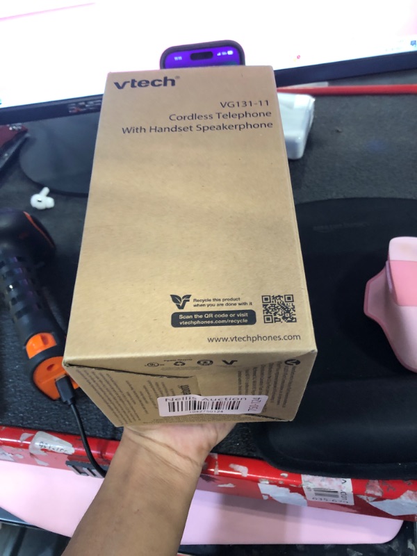 Photo 1 of [New] VTech VG131-11 DECT 6.0 Cordless Phone - Bluetooth Connection, Blue-White Display, Big Buttons, Full Duplex, Caller ID, Easy Wall Mount, 1000ft Range (Black)