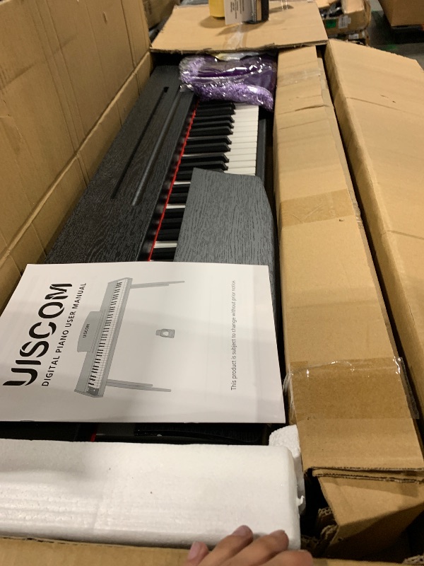 Photo 1 of UISCOM Digital Piano Keyboard for Beginners,Full Size 88 Key Semi-Weighted Keyboard Electric Piano with Stand,Power Adapter,Sheet Music Stand,Pedal,Headphone,USB-MIDI Compatibility,Wood Grain Black