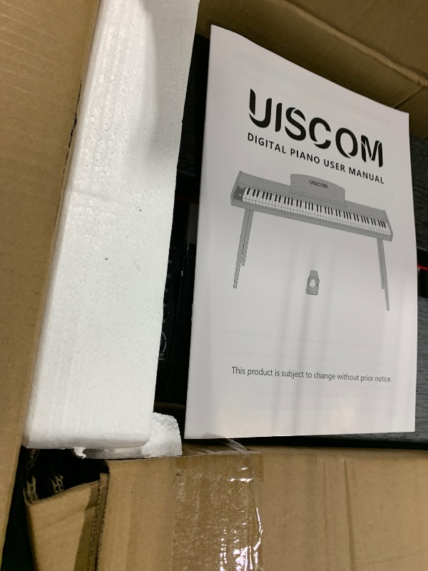 Photo 1 of UISCOM Digital Piano Keyboard for Beginners,Full Size 88 Key Semi-Weighted Keyboard Electric Piano with Stand,Power Adapter,Sheet Music Stand,Pedal,Headphone,USB-MIDI Compatibility,Wood Grain Black