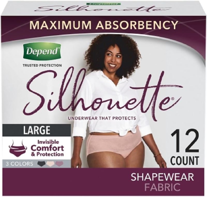 Photo 1 of 
Female Adult Absorbent Underwear Depend Silhouette Pull On with Tear Away Seams Large Disposable Heavy Absorbency, Kimberly Clark 54237, 24 Count
