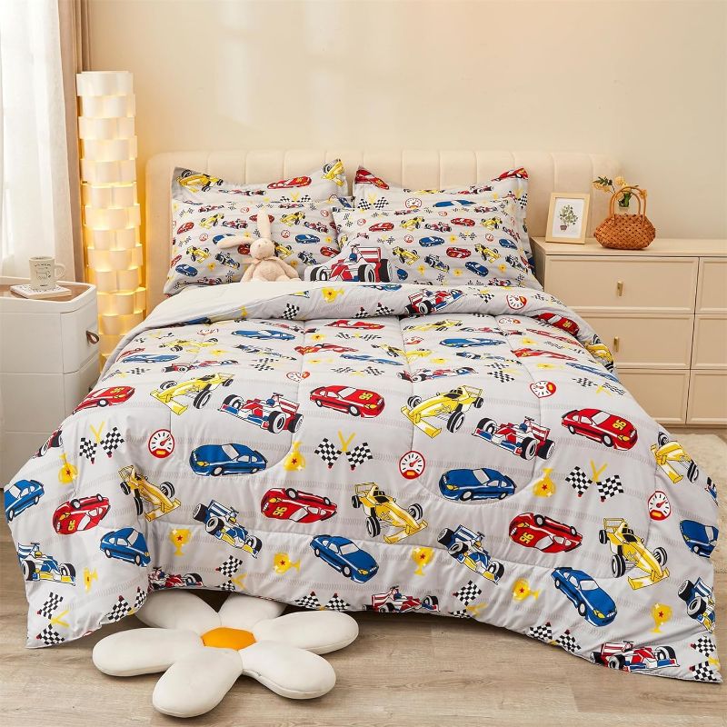 Photo 1 of 

Mooreeke Twin Size Comforter Sets for Boys Kids, 6 Pieces Bed in a Bag Racing Car Bedding Comforter Sheet Set with Shams and Decorative Toy Pillow, Ultral...