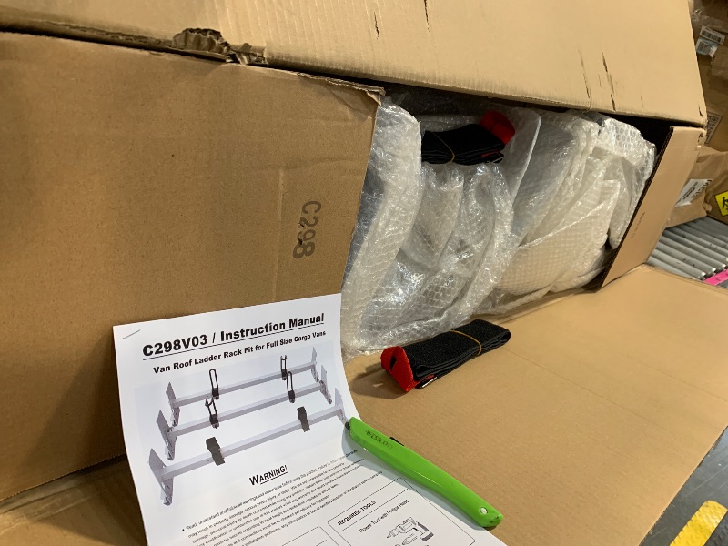 Photo 1 of  Cargo Van Roof Ladder Rack Fit for 2015-2023 Ford Transit 150 250 350, 500LB Steel White