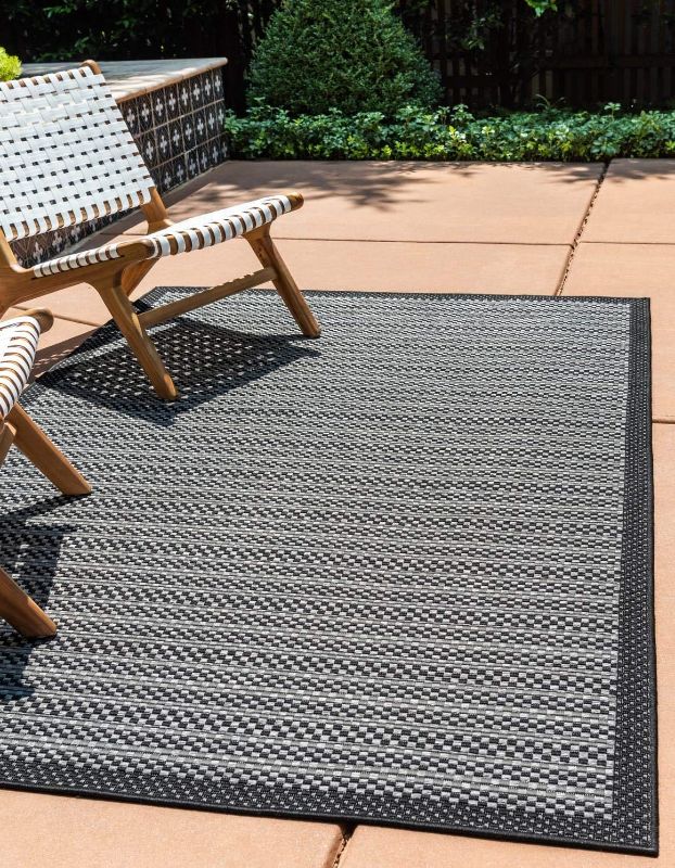 Photo 1 of 
Unique Loom Outdoor Border Collection Area Rug - Checkered (4' x 6' Rectangle, Gray/ Black)
Item Shape:Rectangular