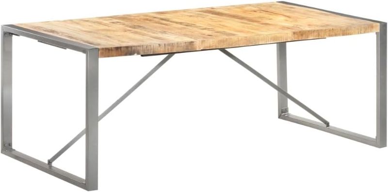 Photo 1 of 
VAOZIURE Stylish and Durable Dining Table, Solid Rough Mango Wood with Steel Legs, 78.7"x39.4"x29.5", Brown