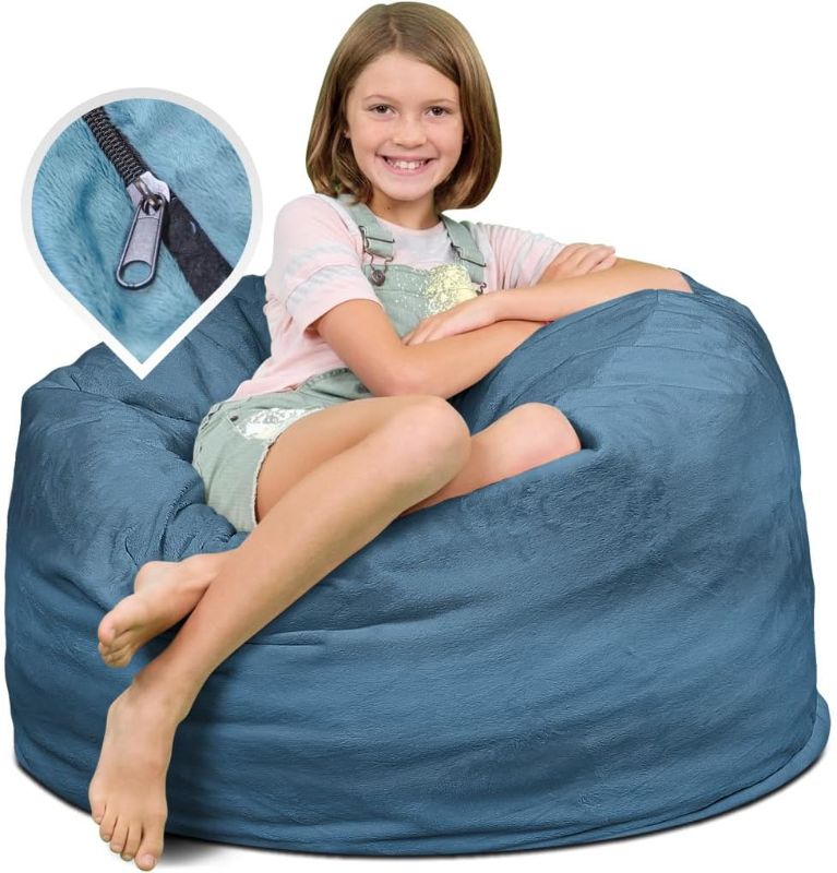 Photo 1 of ULTIMATE SACK 3000 (3 ft.) Bean Bag Chair Cover in Multiple Colors: Cover ONLY. (3000, Cloud Fur).