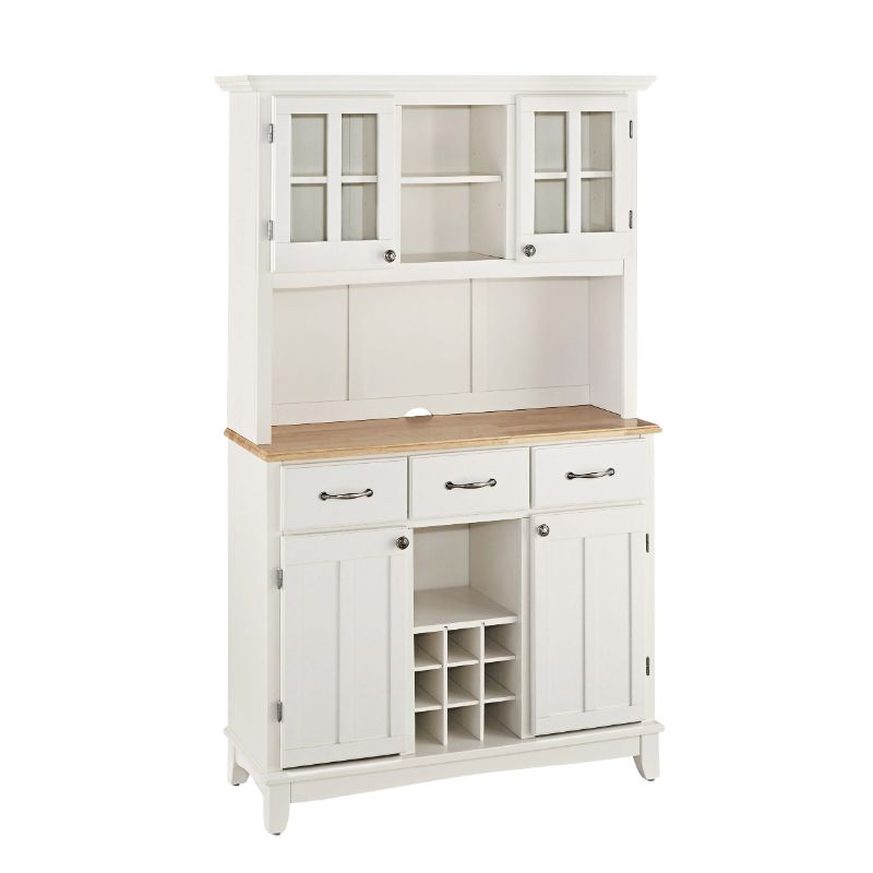 Photo 1 of Homestyles Buffet of Buffets Off-White Server with Hutch and Natural Wood Top
