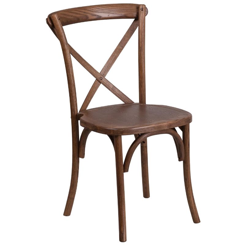 Photo 1 of Flash Furniture Hercules Series Commercial Stackable Stackable Pecan Cross Back Chair with Floor Protector Glides set of 5