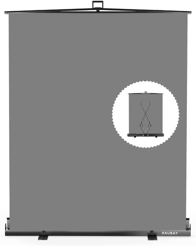 Photo 1 of 
?Easy Set-Up? RAUBAY 59.8 x 82.7in Collapsible Gray Backdrop Screen Portable Retractable Panel Photo Grey Background with Stand for Video Conference,...