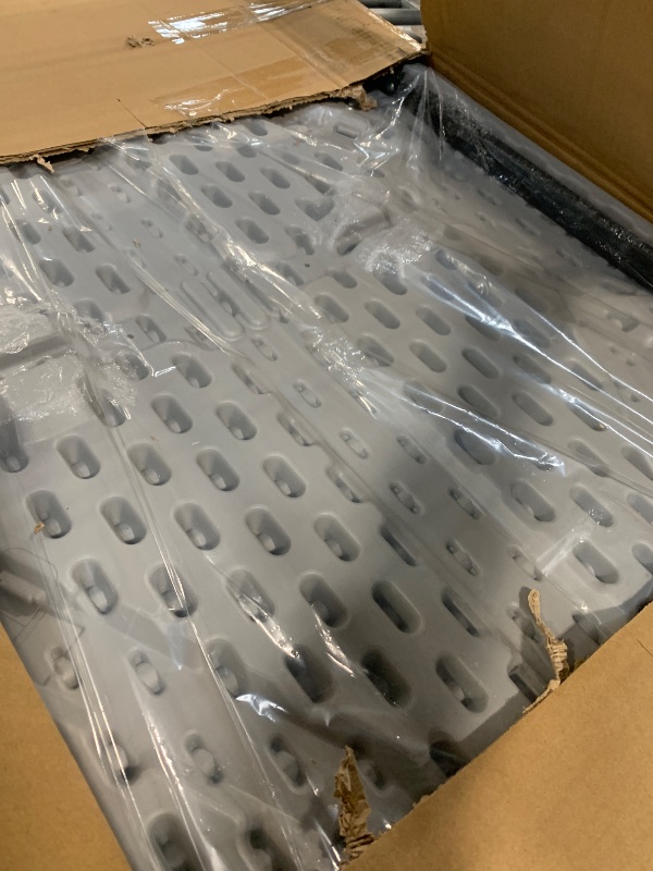 Photo 1 of MEDIMALL Portable Picnic Table With Benches, Plastic Bench Set With Metal Frame & All Weather Tabletop, Large Camping Table for Outdoors, Backyard, Garden (Gray)