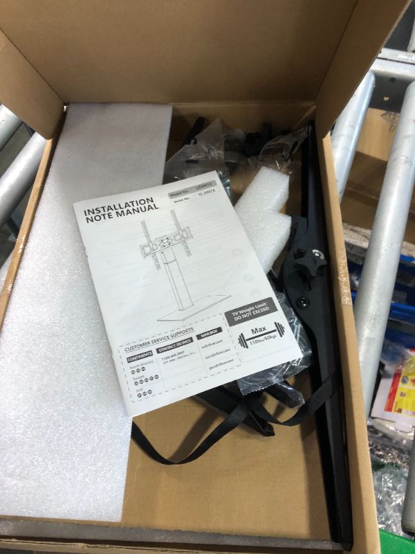 Photo 1 of ***MISSING HARDWARE***
Rfiver Universal Swivel Table Top TV Stand for 37 to 65, 70 inch TVs, Height Adjustable Table Top TV Stand Mount with Tilt, Heavy Duty TV Replacement Stand with Tempered Glass Base Up to 110lbs