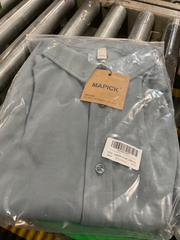 Photo 1 of MAPICK Mens Casual Button Down Shirt Long Sleeve Slim Fit Dress Shirts Collared Work Untucked Shirts (Dark Grey Blue,XX-Large)