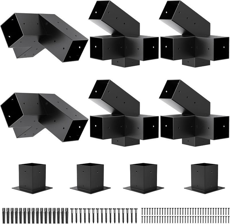 Photo 1 of Heavy Duty 30°Slanted Roof Wall Mount 4x4 Pergola Bracket Kit,Angled Pergola Construction Pergola Hardware for Outdoor Wood Pergolas, Gazebo, Sheds