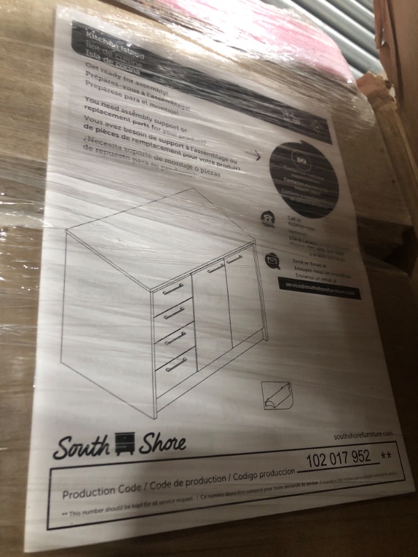 Photo 1 of South Shore Myro Kitchen Island, Faux White Marble and White