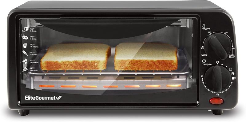 Photo 1 of 
Elite Gourmet ETO236 Personal Compact 2 Slice Countertop Toaster Oven with 15 Minute Timer & Adjustable Temperature, Bake, Broil, & Toast, Black