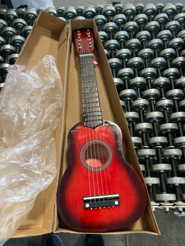 Photo 1 of 21 Inch Classical Guitar 6 String Folk Acoustic Kids Beginners Guitar Musical Instrument Small Guitar for Beginner and Children Random Color Accommodations in Higher Education (Red, One Size)