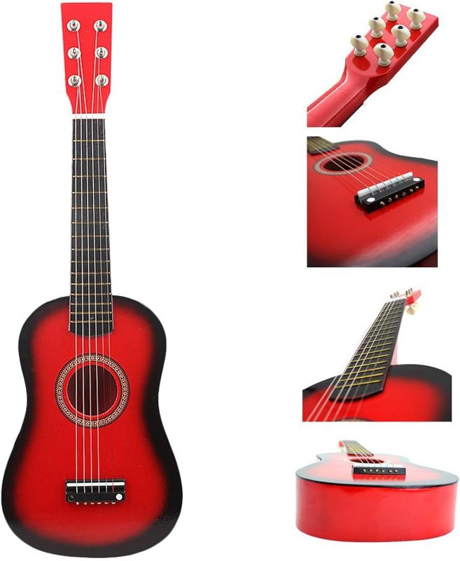 Photo 1 of 21 Inch Classical Guitar 6 String Folk Acoustic Kids Beginners Guitar Musical Instrument Small Guitar for Beginner and Children Random Color Accommodations in Higher Education (Red, One Size)