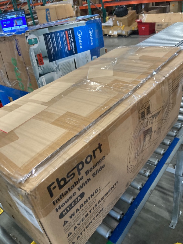 Photo 1 of FBSPORT Inflatable Bounce House Water Slide, Bounce House for Kids with Toy Market Stand Splash Pool Bouncer Climbing Wall Water Gun Ball Dart, Bouncy Castle W/620W Blower for Outdoor Indoor, Red