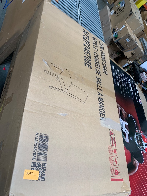 Photo 1 of Merax 5-Piece Round Dining Table Set, Modern 4 Upholstered Chairs for Living,Kitchen Room, 43 Inch, White+Gray