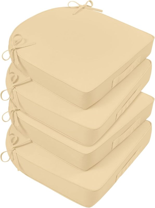 Photo 1 of **COLOR VARIES** Basic Beyond Patio Chair Cushions for Patio Chairs, 19 x 19 Outdoor Chair Cushions Set of 4 Waterproof Outdoor Seat Cushions for Outdoor Chairs with Handle and Attached Straps, Grass Green
