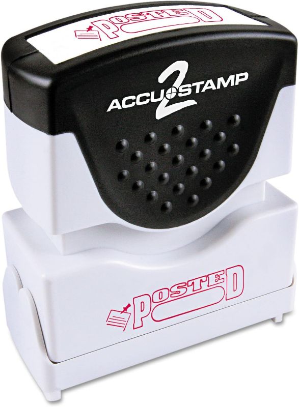 Photo 1 of ACCU-STAMP2 Message Stamp with Shutter, 1-Color, POSTED, 1-5/8" x 1/2" Impression, Pre-Ink, Red Ink (035584)