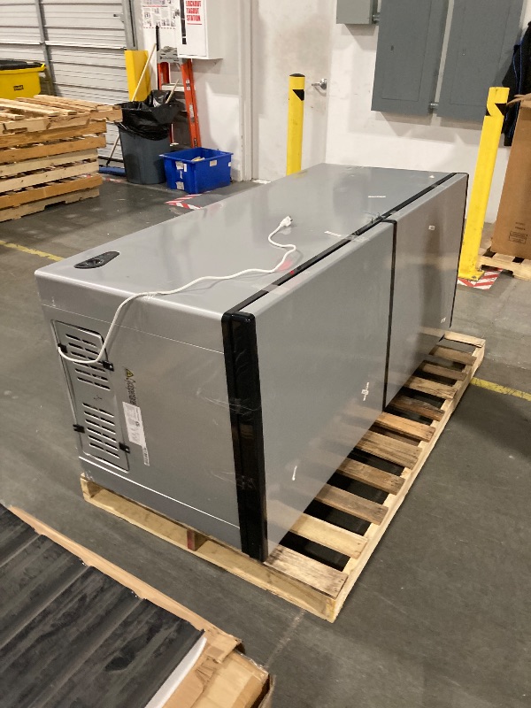 Photo 1 of ***Stock photo is a similar item*** ***Very heavy item, pick up with truck*** Chest Freezer Sub Zero Commercial Freezer with Top Double Lids, Indoor or Outdoor Ready for Garage, Basement, Restaurant, Cafe, Silver
