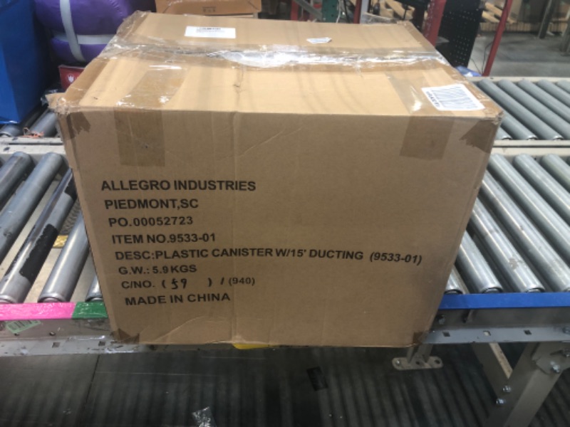 Photo 1 of Allegro Industries 9536?15 9536 15 Plastic Compaxial Blower Dc with 15' Ducting and Canister Assembly, 8"