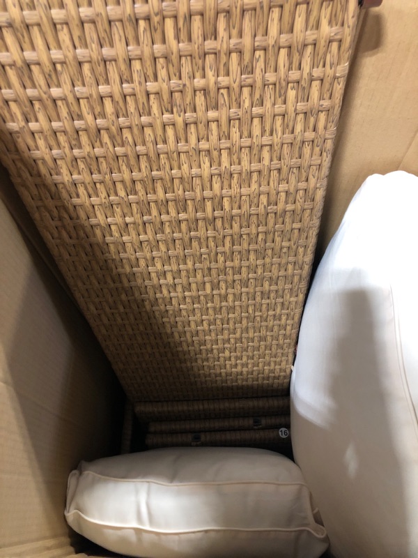 Photo 1 of **JUST ONE BOX/ PARTIAL ITEM** YITAHOME 6-Piece Patio Furniture Set, All-Weather Wicker Outdoor Sectional Sofa with Lift-Top Table & Ottoman, Patio Conversation Set for Deck, Backyard, Porch - Light Brown+Beige

**JUST ONE BOX/ PARTIAL ITEM**