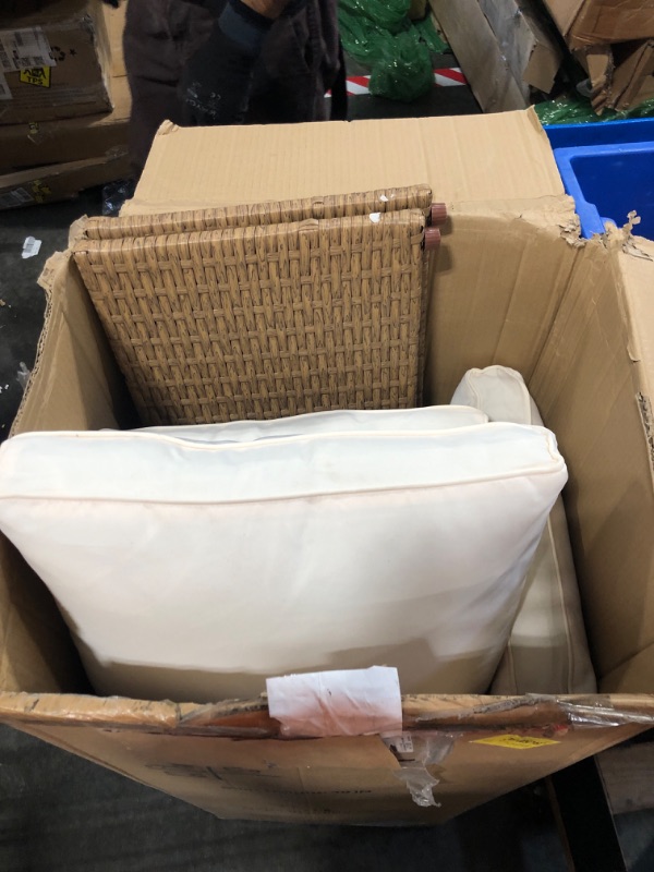 Photo 1 of **JUST ONE BOX/ PARTIAL ITEM** YITAHOME 6-Piece Patio Furniture Set, All-Weather Wicker Outdoor Sectional Sofa with Lift-Top Table & Ottoman, Patio Conversation Set for Deck, Backyard, Porch - Light Brown+Beige

**JUST ONE BOX/ PARTIAL ITEM**