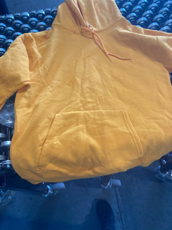 Photo 1 of USED Hanes Men's Pullover EcoSmart Hooded Sweatshirt, gold, Small