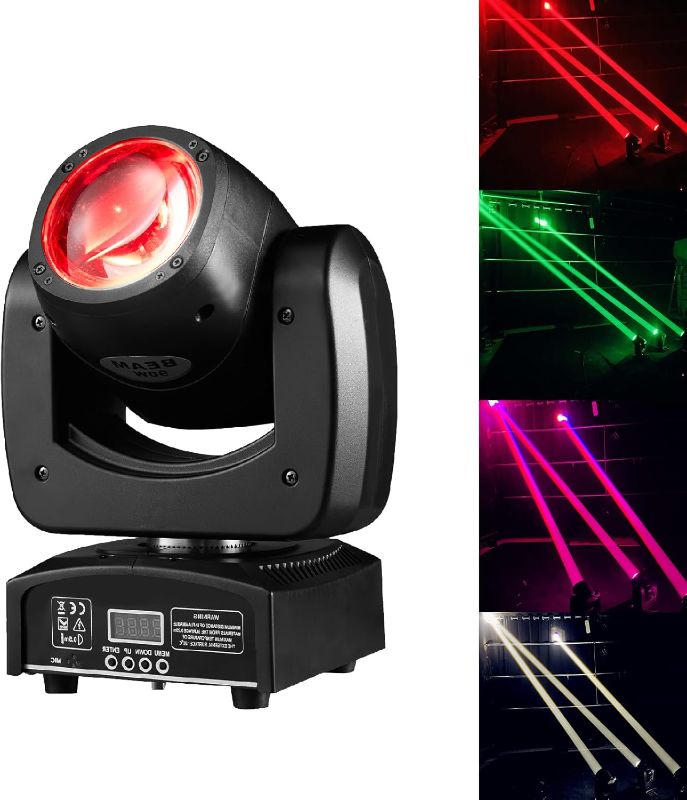 Photo 1 of  Moving Head DJ Lights Mini Beam Stage Lights with Sound Activated RGBW 4 In1 Super Bright Spot Light DMX Control for Wedding DJ Party Stage Lighting