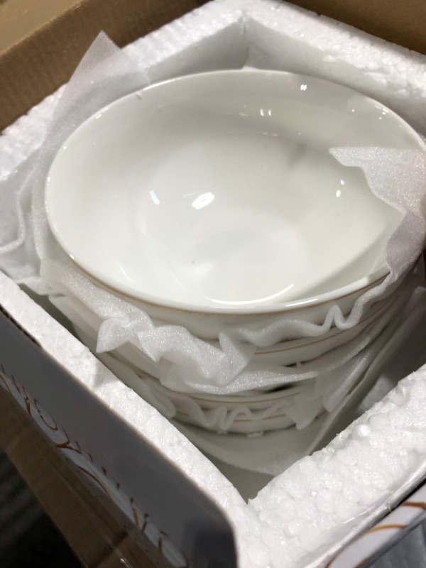 Photo 1 of BTaT- Soup Bowls, Set of 6, 16 Ounces, White Porcelain with Gold Trim, Bowls for Kitchen, Kitchen Bowls, Salad Bowls, White Bowls, White Cereal Bowls, Breakfast Bowls, Bowl Set.