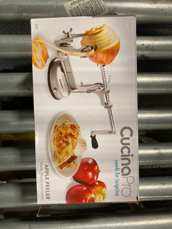 Photo 1 of *** WHITE COLOR**Apple Peeler and Corer by Cucina Pro - Long Lasting Chrome Cast Iron with Countertop Suction Cup, Teal