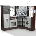 Photo 1 of  Corner Play Kitchen, Espresso Kids Kitchen Playset with Lights & Sounds, Play Phone and Curtains, Wooden Kitchen Toys for Ages 3-5 Boys Girls