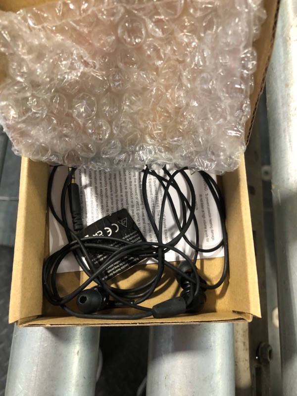 Photo 1 of Amazon Basics 3.5mm Jack Wired Earbuds with Microphone, In Ear Headphones, 4.2 ft long cable, S/M/L Ear Tips, Black