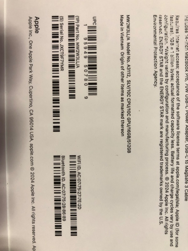 Photo 1 of ***NEW FROM THE FACTORY, BUT IT WAS OPENED FOR TESTING***Apple 2024 MacBook Pro Laptop with M4 chip with 10?core CPU and 10?core GPU: Built for Apple Intelligence, 14.2-inch Liquid Retina XDR Display, 16GB Unified Memory, 512GB SSD Storage; Silver