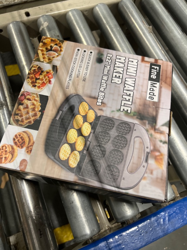 Photo 1 of FineMade Mini Waffle Maker Machine, Small Waffle Bites Maker for Kids, Makes 8 x 2” Tiny Waffle Bites, Ideal for Breakfast, Snacks, Desserts and More
