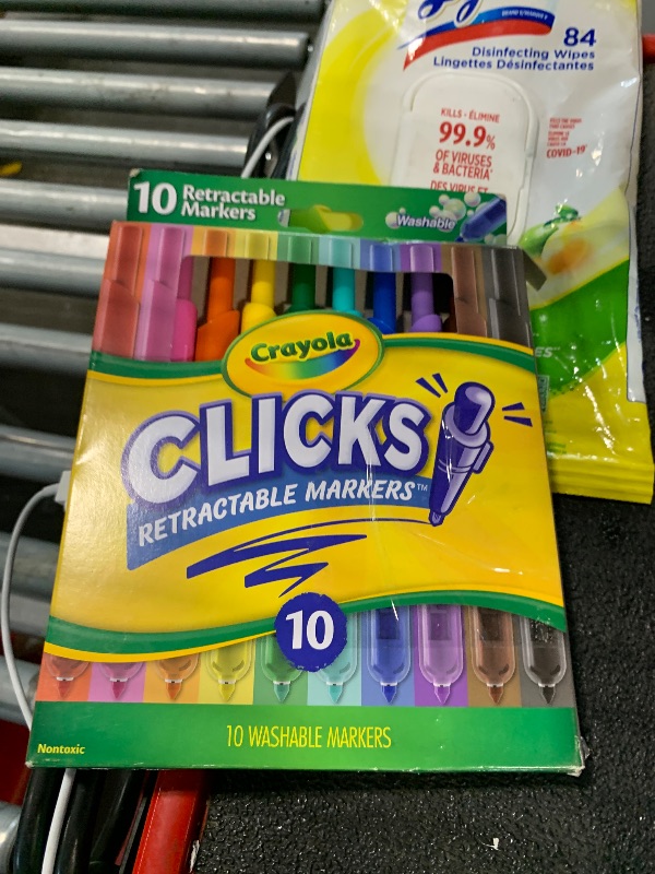 Photo 1 of Crayola Clicks Retractable Tip Markers (10ct), Easter Basket Essentials, Cone Tip, Washable Art Marker Set for Kids, Long Lasting Coloring Supplies, 3+