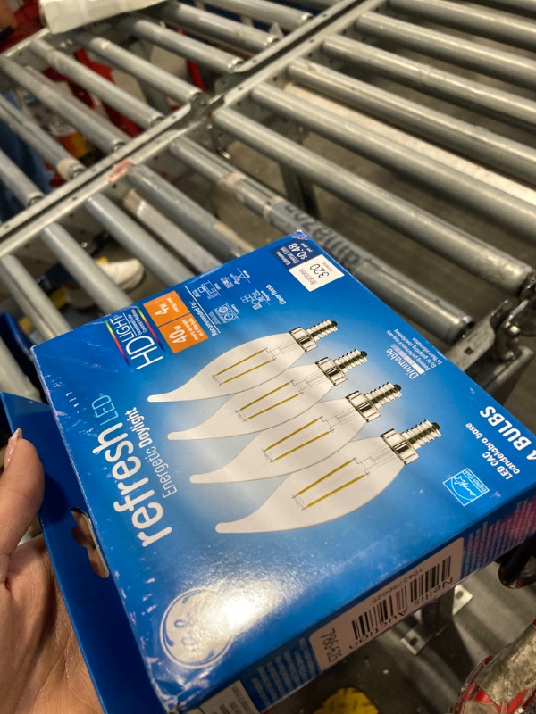 Photo 1 of GE Refresh LED Light Bulbs, 40W, Daylight Candle Lights, Clear Decorative Light Bulbs, Small Base (4 Pack)