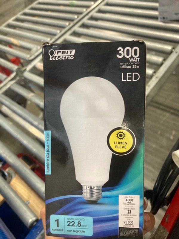 Photo 1 of Feit Electric A23 LED Light Bulb, 300W Equivalent, Non-Dimmable, 4060 Lumens, E26 Standard Base, 5000k Daylight, 80 CRI, High Output LED Bulb, Damp Rated, 22 Year Lifetime, OM300/850/LED