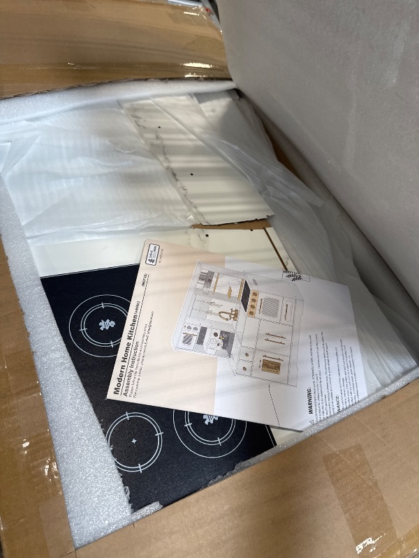 Photo 1 of ROBUD Wooden Play Kitchen Set for Kids, Pretend Toy Kitchen with Ice Maker, Coffee Machine, Oven, Microwave, Cabinet, Utensils, Ideal Gift for Boys and Girls Ages 3+, White