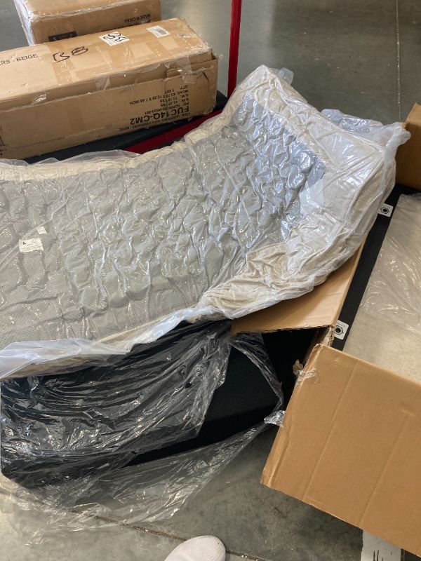 Photo 1 of Merax Modern Oversized U-Shaped Sectional Sofa with Cup Holders & Chaise Lounge, Chenille 6-Seat Couch Set Sleeper Bed with Deep Seat Beige